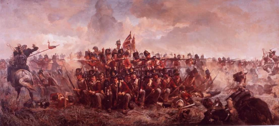 La bataille de Waterloo (lithographie en couleur)