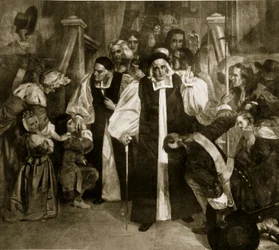 Les évêques quittant après l