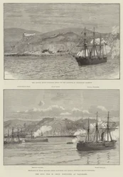 La guerre civile au Chili, hostilités à Valparaiso (gravure)