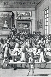 La foule du café, par Edward Ward, tiré de Vulgus Britannicus
