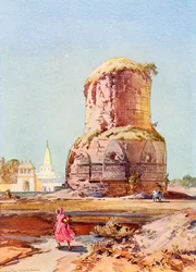 Le Stupa Dhamek, Sarnath, Uttar Pradesh, des Merveilles du Monde, pub. c.1920