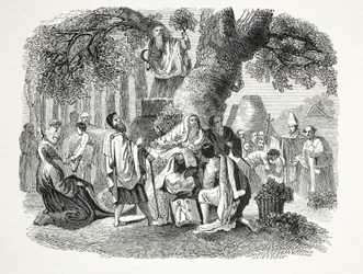 Les druides, ou la conversion des Bretons au christianisme par Bran et ses disciples, publié au 19ème siècle (gravure sur acier)