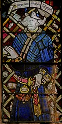 La fenêtre est (Ew) représentant un prophète (figure composite) avec des bijoux de verre coloré incrusté