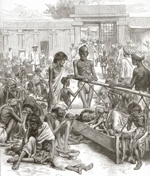 La famine en Inde : Les indigènes attendant de l