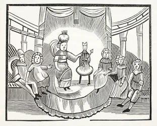 La célèbre histoire de Tom Pouce, illustration de Chap-books du XVIIIe siècle par John Ashton, pub. 1882
