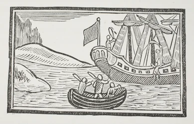 Les voyages étrangers de Sir John Mandeville, illustration de Chap-books du XVIIIe siècle par John Ashton, pub. 1882