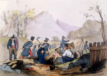 La Légion étrangère française enterrant les morts après la bataille