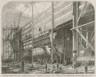 Le navire à vapeur Great Eastern; Construction du compartiment central à Millwall