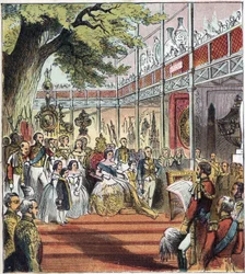 La Grande Exposition de Londres à Hyde Park en 1851. Grande Exposition de 1851. Un palais de verre a été construit à Hyde Park pour exposer de nombreuses choses de différentes nations du monde entier en 1851