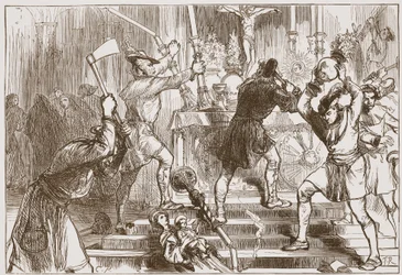 Les iconoclastes détruisant les images et les décorations d