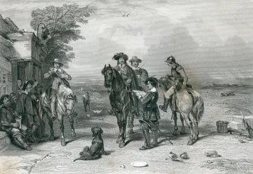 Le roi en route vers les Écossais, gravé par Frederick. T. Heath