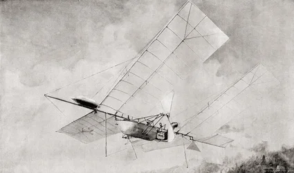 La machine volante Langley Aerodrome en vol au XIXe siècle. Du Strand Magazine publié en 1897.