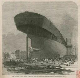 Le navire à vapeur Leviathan (Great Eastern); poupe et boss pour les pales de l