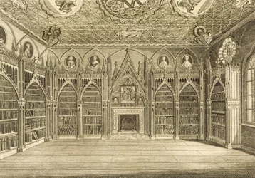 La Bibliothèque, gravée par Godfrey, de Description de Strawberry Hill par Horace Walpole, 1784
