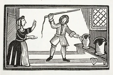 Les farces folles de Tom Tram, illustration de Chap-books du XVIIIe siècle par John Ashton, pub. 1882