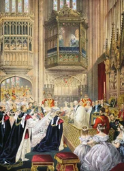 Le mariage à la chapelle Saint-Georges, Windsor, de A Memorial of the Marriage of Edward VII and Alexandra of Denmark, pub. 1864