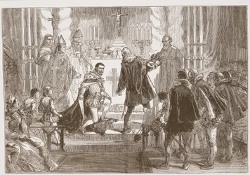 Le Maréchal de Pologne exigeant le serment du Duc d