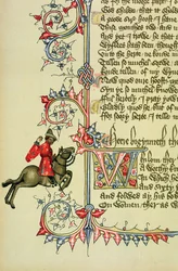 Le Marchand, détail fac-similé des Contes de Canterbury, par Geoffrey Chaucer (c.1342-1400)