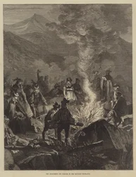 Le feu de la Saint-Jean dans les Hautes-Bavaroises (gravure)