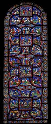 La fenêtre du Miracle représentant diverses histoires de guérison