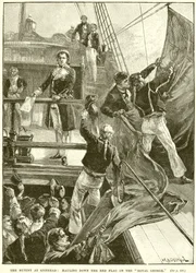 La mutinerie à Spithead : Abaissement du drapeau rouge sur le Royal George