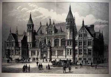Les nouveaux tribunaux de Birmingham, dont la pierre angulaire a été posée par la reine, de The Illustrated London News, 26 mars 1887