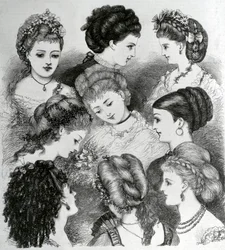 Les modes actuelles en coiffure, 1870
