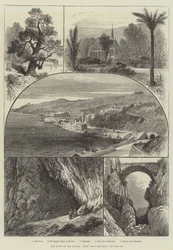 La reine sur la Riviera, vues autour de Menton (gravure)