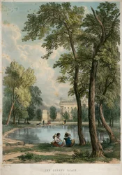 Le palais de la Reine, depuis Green Park en 1836