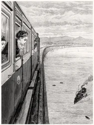 Le retour de la reine des Highlands; Sa Majesté traversant le pont de Tay, Dundee
