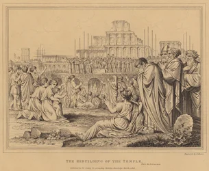 La reconstruction du temple, Esdras (gravure)