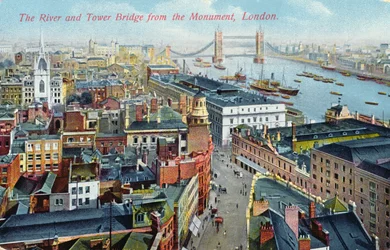 La Tamise et le Tower Bridge, vers 1920