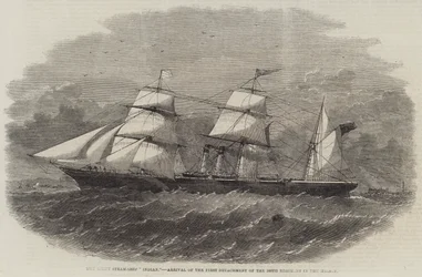 Le navire à vapeur à vis "Indian", arrivée du premier détachement du 100e régiment dans la Mersey