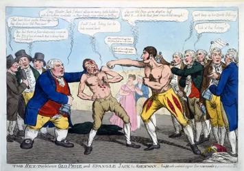 Le combat entre Old Price et Spangle Jack le montreur - combattu avec une vigueur ininterrompue pendant neuf rounds et encore indécis, pub. Londres