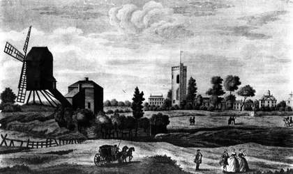 Vue sud de Barnes, imprimée par Henry Overton