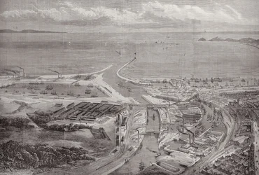 Le port et les docks de Swansea, de The Illustrated London News, 22 octobre 1881