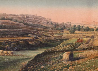La Vallée et le Bassin Inférieur de Gihon, Jérusalem (lithographie en couleur)