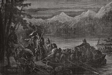 Les Vaudois traversant le lac Léman de nuit, illustration de L