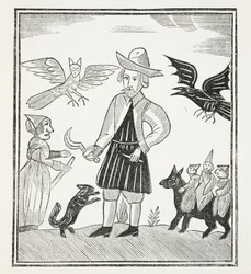 La sorcière des bois, illustration de Chap-books du XVIIIe siècle par John Ashton, pub. 1882