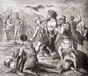 La capture de Teutobochus, géant légendaire et roi des Teutons, tirée de l