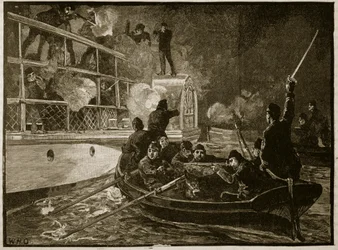 La capture de la Caroline, 1837 (illustration de Cassells Illustrated History of England)