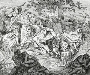 La mort de Manfred à la bataille de Bénévent, 26 février 1266, 1882