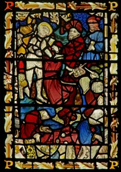 La fenêtre est représentant le Christ dépouillé pour la Crucifixion; tirage au sort
