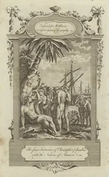 La première rencontre de Christophe Colomb avec les indigènes d