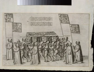 Le cortège funèbre de Sir Philip Sidney (1554-1586) en route vers la cathédrale Saint-Paul, 1587, gravé par Theodor de Bry (1528-1598)