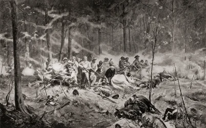 La dernière résistance du major Allan Wilson sur la rivière Shangani, Matabeleland, pendant la première guerre des Matabele en 1893, d