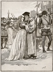 La séparation de Sir Thomas More et de sa fille, illustration de Cassells Illustrated History of England