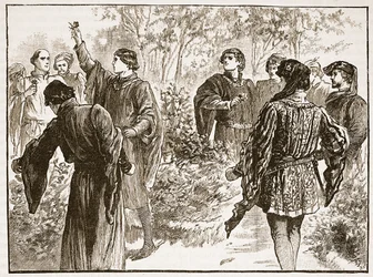 La querelle dans les jardins du Temple, illustration de Cassells Illustrated History of England