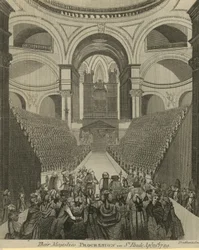 Procession de leurs majestés dans la cathédrale Saint-Paul