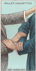 Siège à trois mains, no.21 de la série Premiers Secours des cartes de cigarettes Willss, 1913